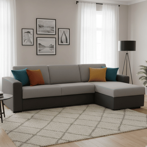 Sofá cama com península de tecido Sofá cama com península de tecido