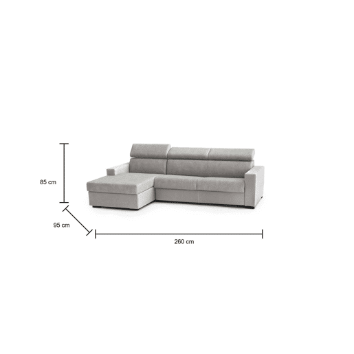 Sofá cama com península de tecido