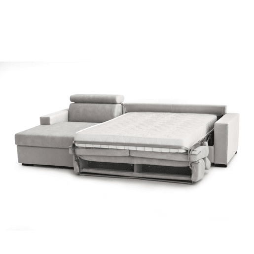 Sofá cama com península de tecido