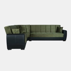 Sofá cama com península de tecido