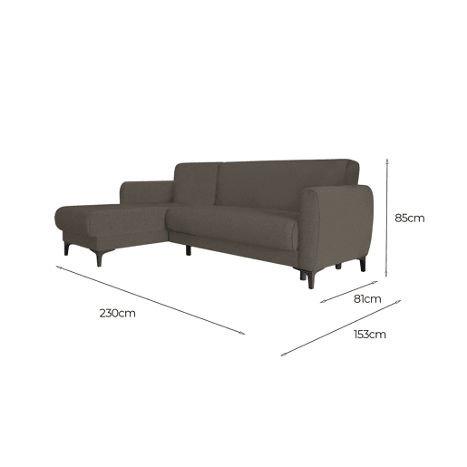 Sofá cama com península de tecido