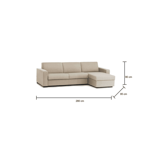 Sofá cama com península de tecido