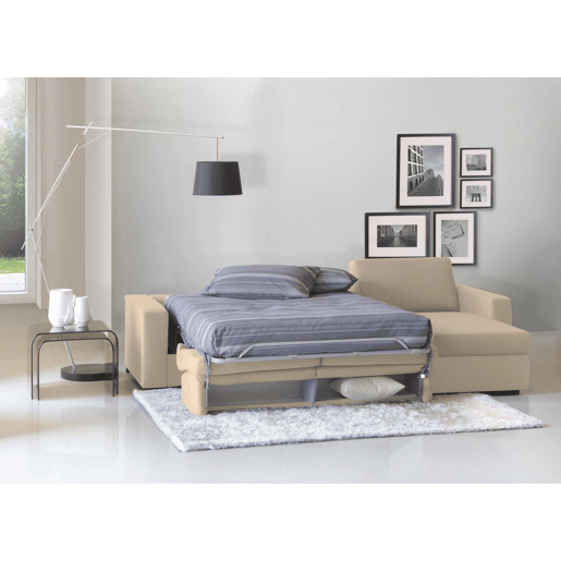 Sofá cama com península de tecido