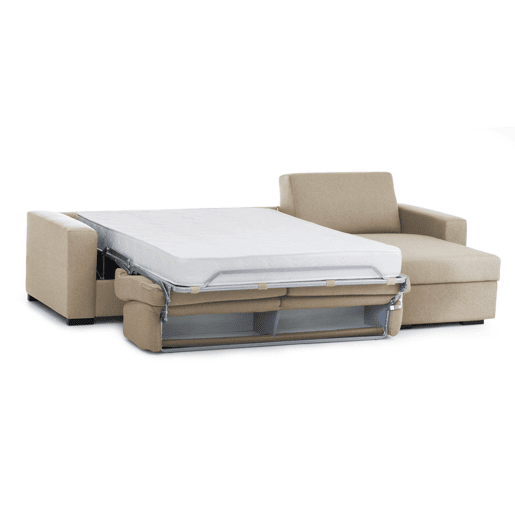Sofá cama com península de tecido