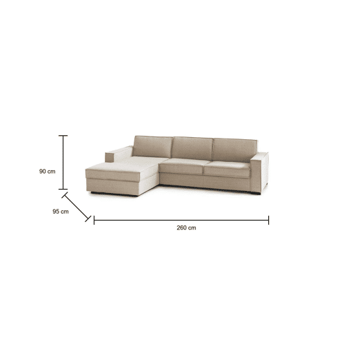 Sofá cama com península de tecido