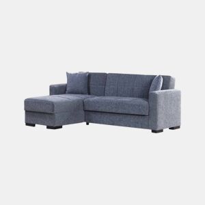 Sofá cama com península de tecido