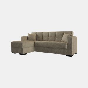 Sofá cama com península de tecido