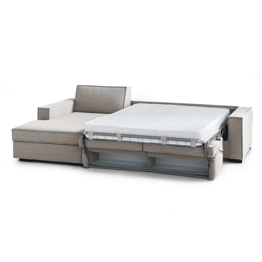 Sofá cama com península de tecido