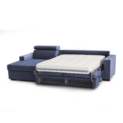 Sofá cama com península de tecido