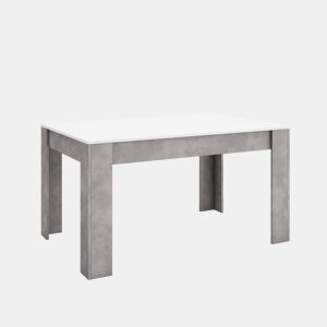 Mesa Sala de Jantar, Mesa Cozinha, 140x90x76cm, Para 6 pessoas, Móveis Sala Jantar, Estilo moderno, Branco e cinzento