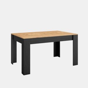 Mesa Sala de Jantar, Mesa Cozinha, 140x90x76cm, Para 6 pessoas, Móveis Sala Jantar, Estilo moderno, Carvalho e preto