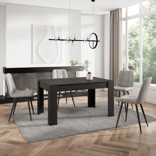 Mesa Sala de Jantar, Mesa Cozinha, 140x90x76cm, Para 6 pessoas, Móveis Sala Jantar, Estilo moderno, Preto
