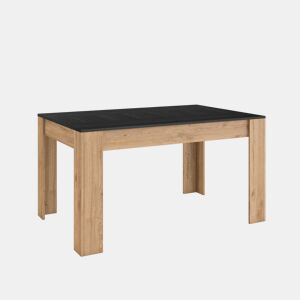 Mesa Sala de Jantar, Mesa Cozinha, 140x90x76cm, Para 6 pessoas, Móveis Sala Jantar, Estilo moderno, Preto e Carvalho
