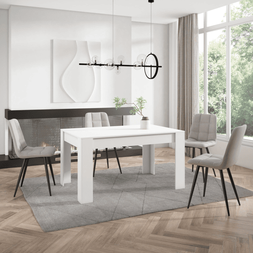 Mesa Sala de Jantar, Mesa Cozinha, 140x90x76cm, Para 6 pessoas, Móveis Sala Jantar, Estilo moderno, Branco
