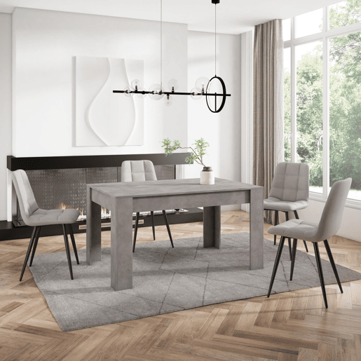 Mesa Sala de Jantar, Mesa Cozinha, 140x90x76cm, Para 6 pessoas, Móveis Sala Jantar, Estilo moderno, Cimento