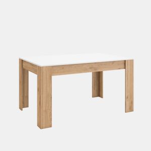 Mesa Sala de Jantar, Mesa Cozinha, 140x90x76cm, Para 6 pessoas, Móveis Sala Jantar, Estilo moderno, Branco e Carvalho