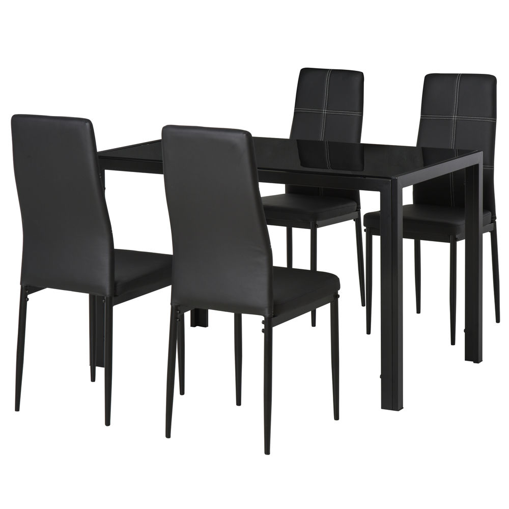 Conjunto de Comedor Vidrio Templado, Metal HOMCOM, hogar - cocina