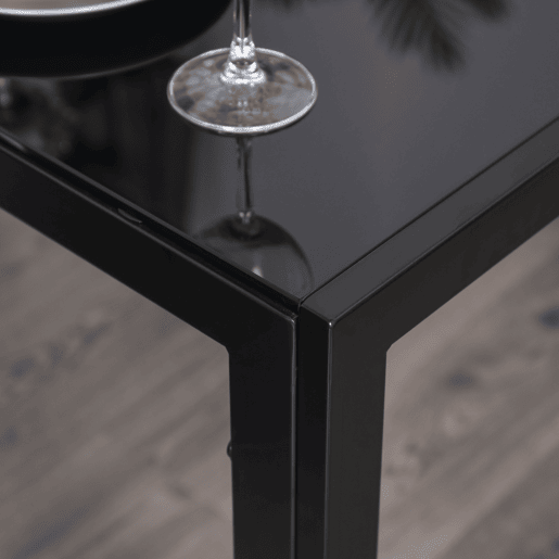 HOMCOM Conjunto de Refeição Mesa e 4 Cadeiras Conjunto de 5 Peças de Móveis de Cozinha Mesa Retangular de Vidro Temperado e Cadeiras Estofadas em PU com Pés de Metal Preto