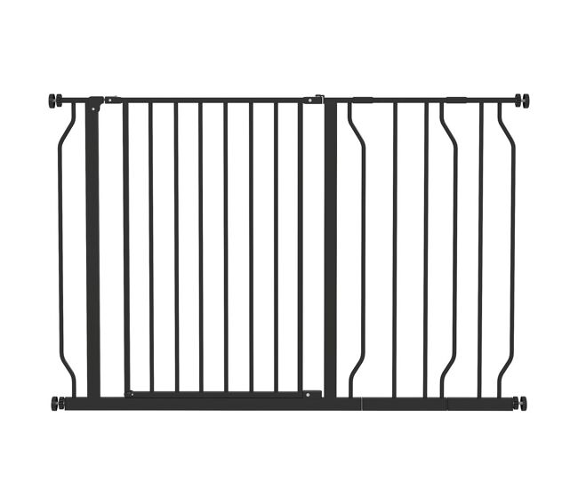 Pawhut barrera de seguridad para perros extensible 75-115 cm para puertas y escaleras puerta de seguridad apertura en dos sentidos y solo una mano