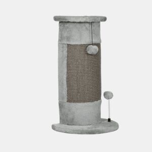 PawHut Poste de Arranhar para Gatos 58 cm Arranhador para Gatos com Poste de Sisal e Bolas Suspensas 34x25,5x58 cm Cinza