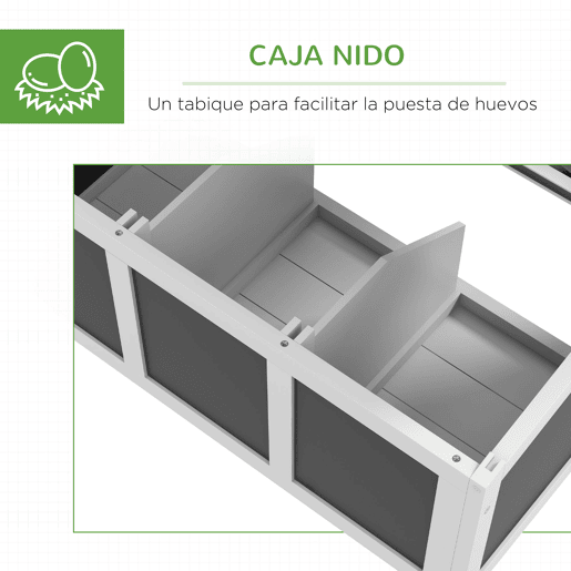 PawHut Conjunto de 1 Galinheiro de Madeira com Janela Porta Ninho Bandeja Amovível 147x93,5x89,5 cm e 1 Galinheiro para Exterior Grande de Aço Galvanizado 3x4x2 cm