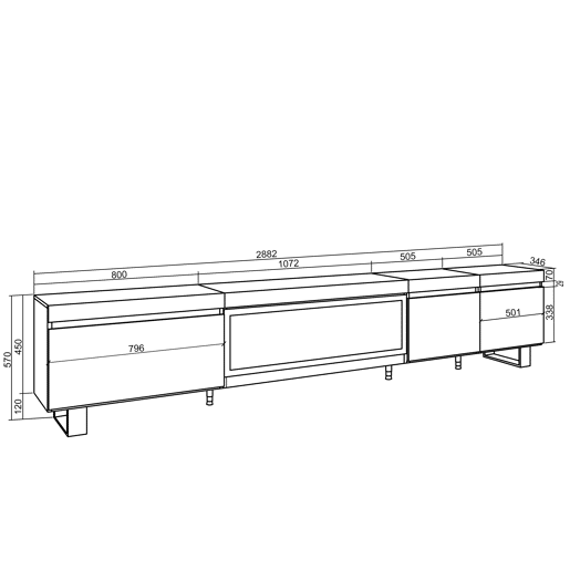 Móvel de TV, Muito espaço de arrumação, 288x35x57cm, TV de grande formato, Lareira eléctrica XXL, Design industrial, Estilo moderno, Cimento Móvel de TV, Muito espaço de arrumação, 288x35x57cm, TV de grande formato, Lareira eléctrica XXL, Design industrial, Estilo moderno, Cimento