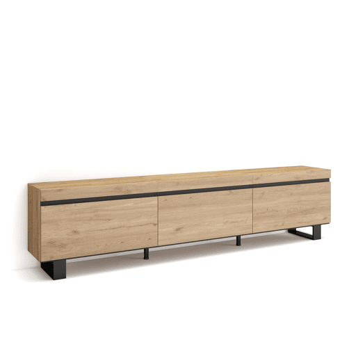 Móvel de TV, Muito espaço de arrumação, 240x35x57cm, Design industrial, Estilo moderno, Carvalho