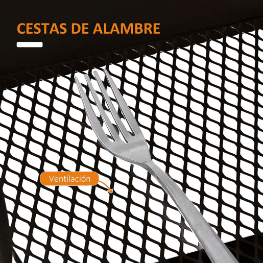 HOMCOM Carrinho Auxiliar com Rodas de 3 Níveis Carrinho de Cozinha com 3 Cestas de Aço e 1 Bancada de Madeira para Sala de Estar Casa de Banho 45x31x79,4 cm Preto