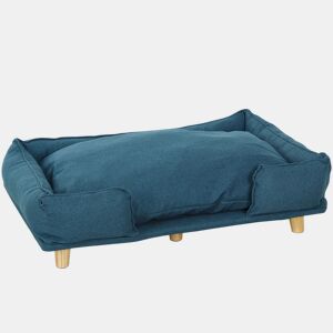 PawHut Sofá para Cães Grandes Cama Elevada para Cães com Pés de Madeira e Almofada Lavável Cama para Animais de Estimação Carga 30 kg 96x66x24 cm Azul Escuro