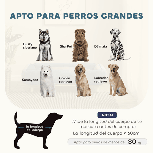 PawHut Sofá para Cães Grandes Cama Elevada para Cães com Pés de Madeira e Almofada Lavável Cama para Animais de Estimação Carga 30 kg 96x66x24 cm Azul Escuro