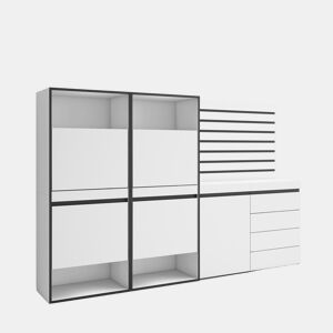 Sapateira, Organização Armazenamento, 227x35x145cm, Para quarto, dormitório, Cómoda, Tiras Deco. Madeira, Estilo moderno, Branco