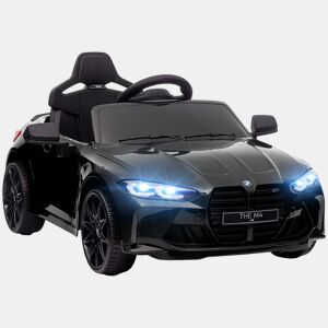 AIYAPLAY Carro Elétrico para Crianças, BMW M4, Carro a Bateria 12V, com Controlo Remoto 2,4 G, Rodas Traseiras com Suspensão, 3-5 kmh, Faróis LED, Buzina, Música, USB, Motor Duplo, Preto