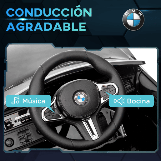 AIYAPLAY Carro Elétrico para Crianças, BMW M4, Carro a Bateria 12V, com Controlo Remoto 2,4 G, Rodas Traseiras com Suspensão, 3-5 kmh, Faróis LED, Buzina, Música, USB, Motor Duplo, Preto