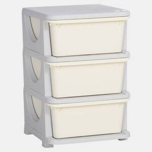 HOMCOM Organizador de Brinquedos para Crianças acima de 3 Anos com 3 Gavetas Arrumação para Brinquedos Roupas Livros 37x37x56,5 cm Bege