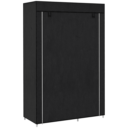 HOMCOM Roupeiro de Tecido Dobrável Armário de Roupa Portátil com 6 Prateleiras e 1 Barra de Pendurar para Dormitório Vestidor 103x43x162,5 cm Preto
