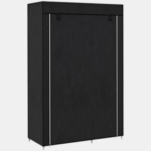 HOMCOM Roupeiro de Tecido Dobrável Armário de Roupa Portátil com 6 Prateleiras e 1 Barra de Pendurar para Dormitório Vestidor 103x43x162,5 cm Preto