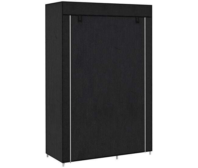 Homcom armario de tela, armario portátil, con barra para colgar, 6 estantes, marco de acero, para dormitorio, vestidor, 103x43x162,5 cm, negro
