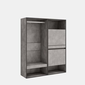Roupeiro aberto, Guarda-roupa,Armário aberto, 120x35x145cm, Para quarto, dormitório, Sapateira, Estilo moderno, Cimento