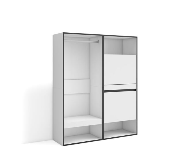 Vestidor abierto, ropa, zapatos, complementos, 120x35x145cm, dormitorio, habitación, zapatero, estilo moderno, blanco