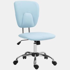 Vinsetto Cadeira de Escritório Cadeira de Escritório Giratória de Couro PU com Altura Ajustável e Função Basculante para Estúdio Dormitório Carga Máxima 120 kg 50x54x87,5-96,5 cm Azul Claro