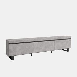 Móvel de TV, Muito espaço de arrumação, 240x35x57cm, Design industrial, Estilo moderno, Cimento