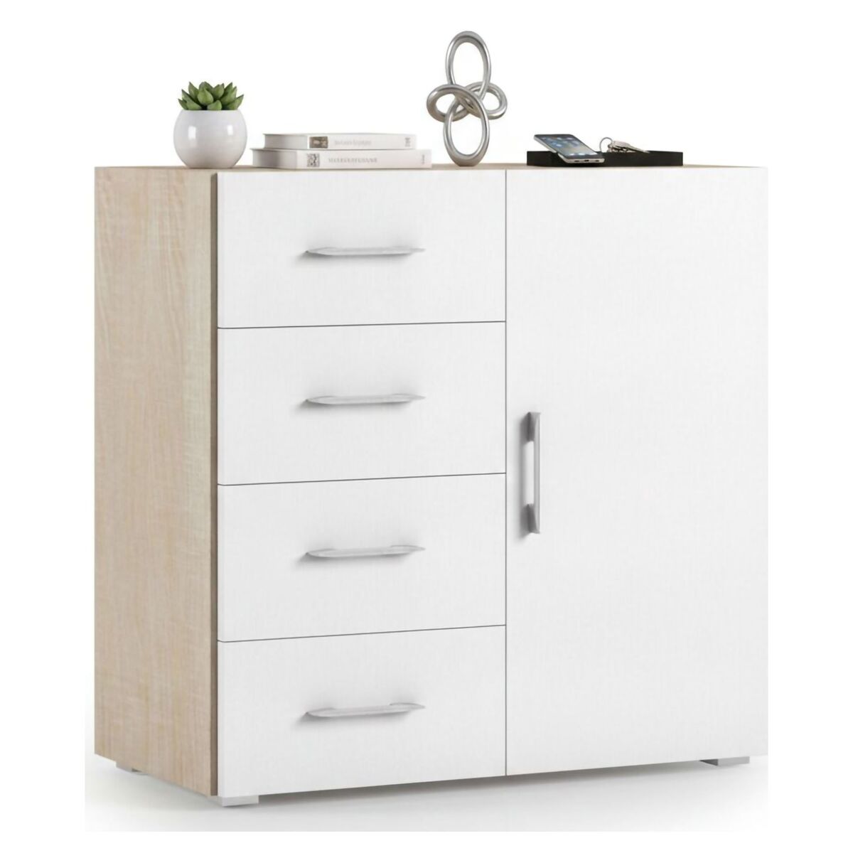 Aparador com efeito madeira 90 Blanco/ Madera