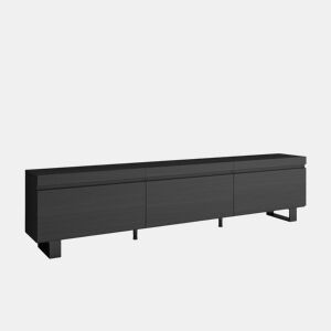 Móvel de TV, Muito espaço de arrumação, 240x35x57cm, Design industrial, Estilo moderno, Preto