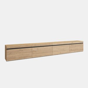 Móvel de TV, Muito espaço de arrumação, 320x35x45cm, TV de grande formato, Suspensos, Estilo moderno, Carvalho