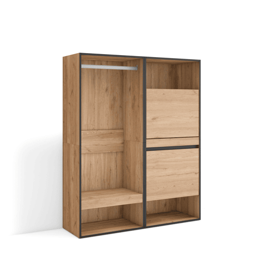 Roupeiro aberto, Guarda-roupa,Armário aberto, 120x35x145cm, Para quarto, dormitório, Sapateira, Estilo moderno, Carvalho Roupeiro aberto, Guarda-roupa,Armário aberto, 120x35x145cm, Para quarto, dormitório, Sapateira, Estilo moderno, Carvalho