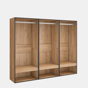 Roupeiro aberto, Guarda-roupa,Armário aberto, 180x35x145cm, Para quarto, dormitório, Barra e Prateleira, Estilo moderno, Carvalho