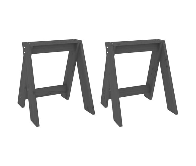 Vidaxl taburetes 2 unidades madera maciza de pino gris 40x40x45 cm