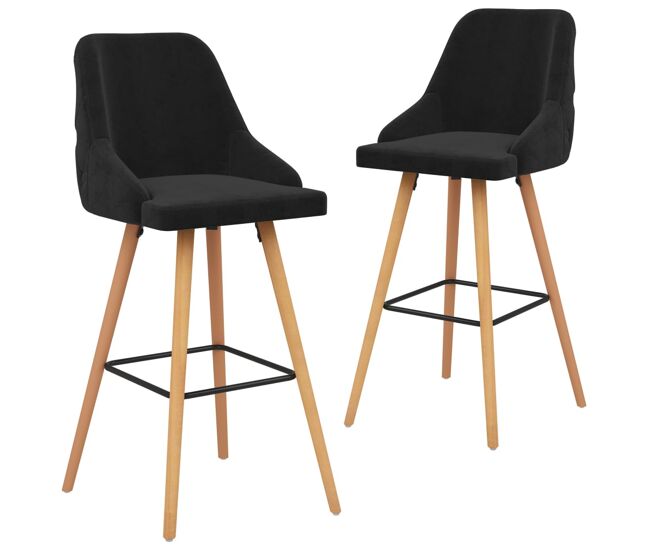 Vidaxl taburetes de cocina 2 unidades terciopelo negro
