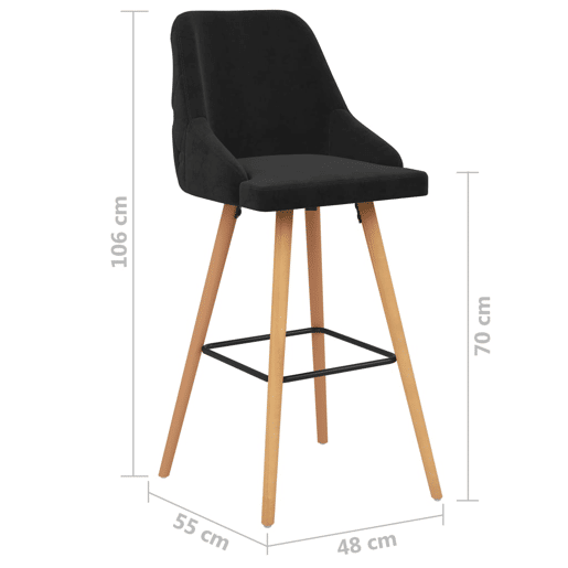 vidaXL Bancos de bar 2 pcs veludo preto vidaXL Bancos de bar 2 pcs veludo preto
