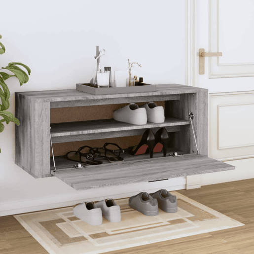 vidaXL Sapateira de parede 100x35x38 cm derivados madeira cinza sonoma